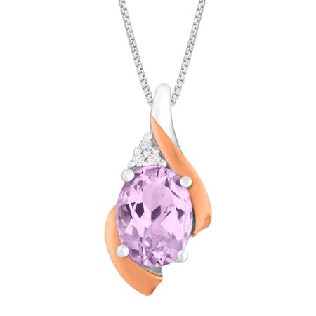 1 ct Pink Amethyst Pendant with Diamonds