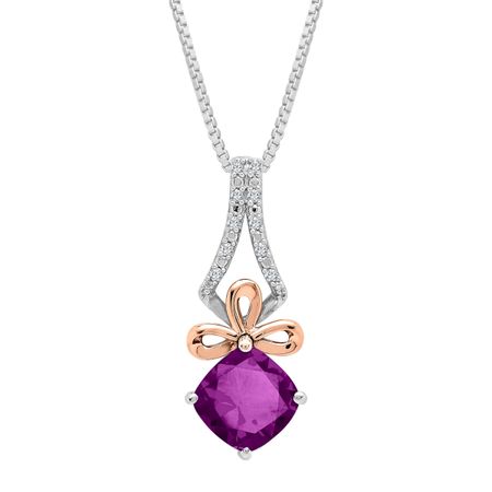 2 ct Amethyst & 1/10 ct Diamond Pendant