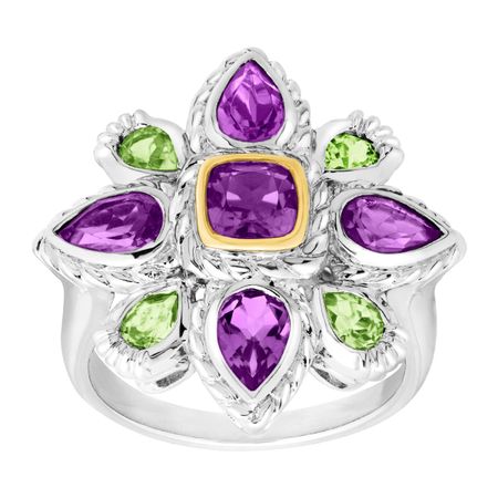 2 5/8 ct Amethyst & Peridot Flower Ring