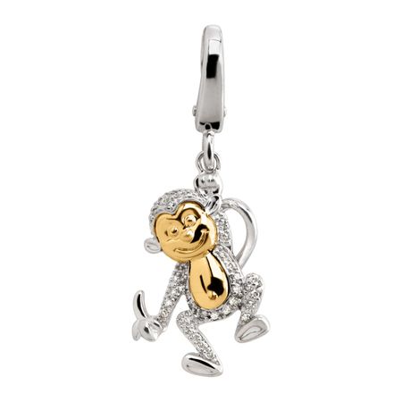 1/10 ct Diamond Two-Tone Monkey Charm
