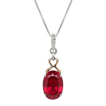 7 ct Ruby Drop Pendant with Diamonds