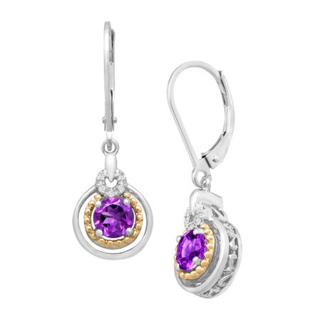 7/8 ct Amethyst Drop Earrings with Diamonds