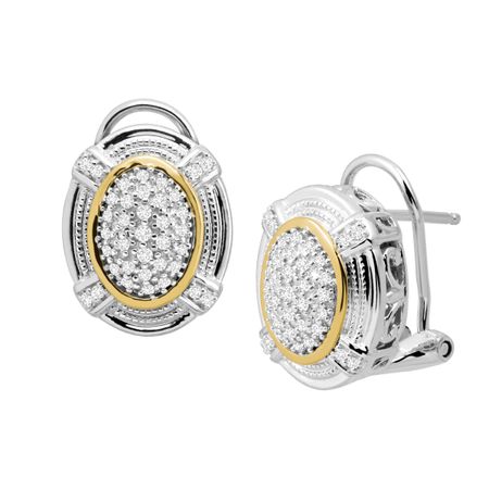 1/4 ct Diamond Two-Tone Oval Stud Earrings