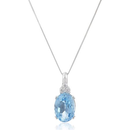 Oval Swiss Blue Topaz & White Sapphire Pendant