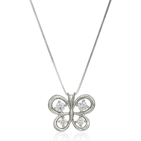 Butterfly Pendant with Cubic Zirconia