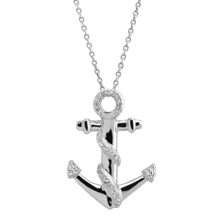 1/10 ct Diamond Anchor Twist Pendant