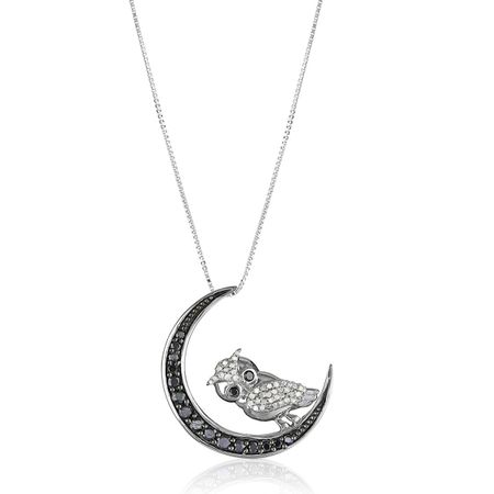 1/2 ct Diamond Owl & Moon Pendant