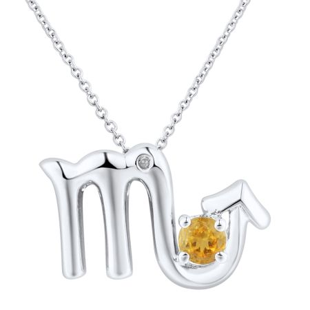 Citrine Scorpio Pendant with Diamond