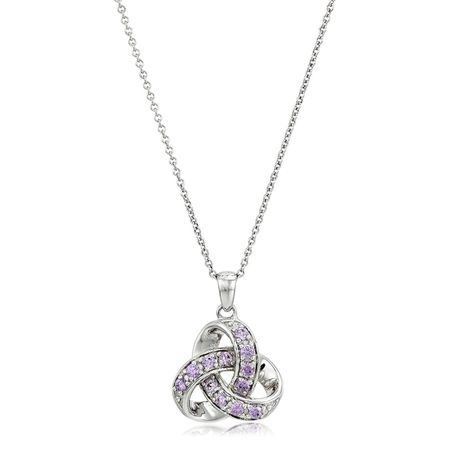 Love Knot Pendant with Purple Cubic Zirconia