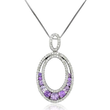 Purple Sapphire & 1/3 ct Diamond Pendant