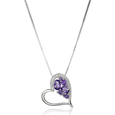 Amethyst Heart Pendant with Diamond