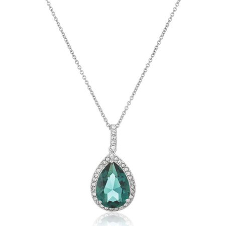 Pear Pendant with Green Swarovski Crystals
