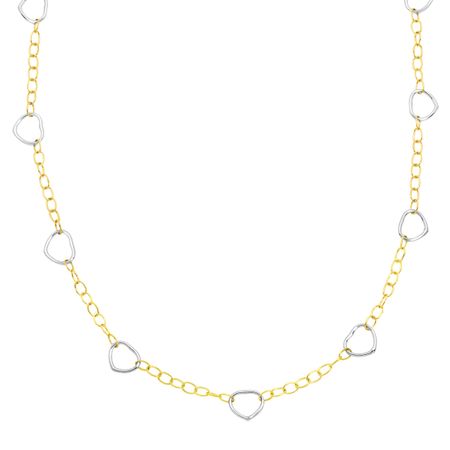 Two-Tone Open Heart Link Necklace