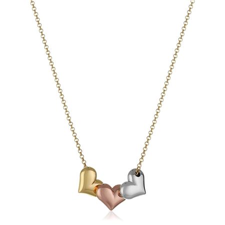 Three-Tone Puffed Heart Necklace