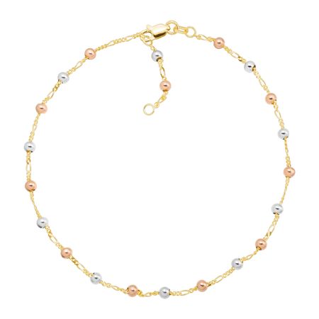 Three-Tone Beaded Ankle Bracelet