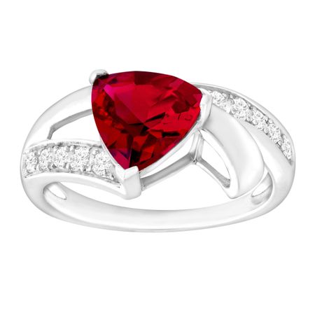 3 1/4 ct Ruby & White Sapphire Trillion Ring