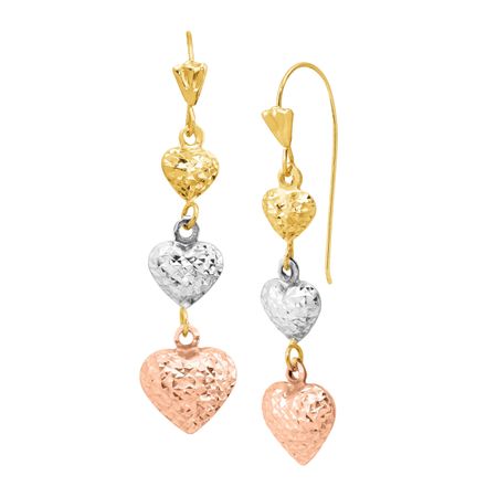 Three-Tone Drop Heart Earrings