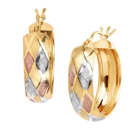 Three-Tone Harlequin Hoop Earrings