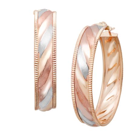 Three-Tone Stripe Hoop Earrings