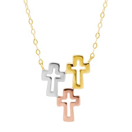 Three-Tone Triple Cross Necklace