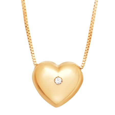 Puffed Heart Pendant with Cubic Zirconia