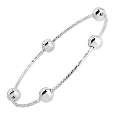 Twisted Bangle Bracelet with Bead Stations