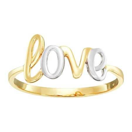 Two-Tone 'Love' Script Ring