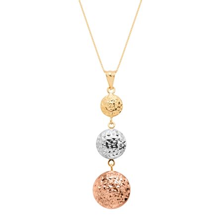 Three-Tone Hammered Disc Pendant
