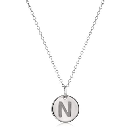 'N' Initial Disc Pendant, White