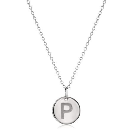 'P' Initial Disc Pendant, White