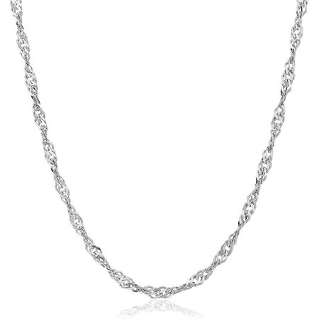 Solid Singapore Chain Necklace, White
