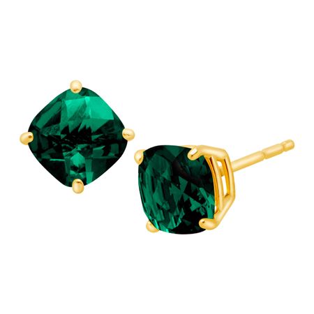 1 1/5 ct Cushion-Cut Emerald Stud Earrings