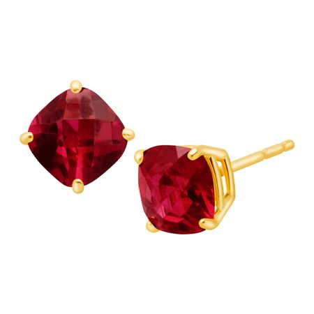 1 3/4 ct Cushion-Cut Ruby Stud Earrings