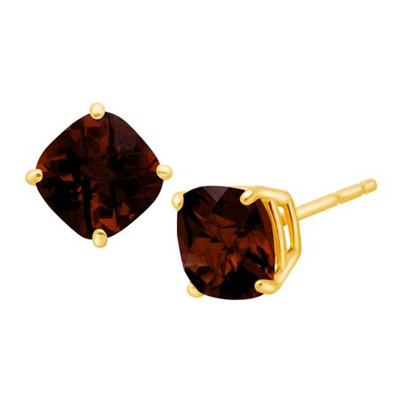 1 3/4 ct Cushion-Cut Garnet Stud Earrings