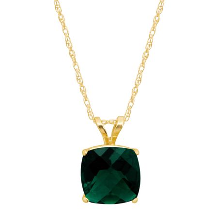 1 1/2 ct Emerald Cushion-Cut Birthstone Pendant
