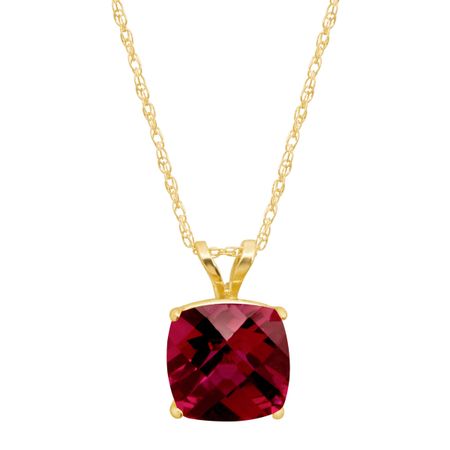 2 ct Ruby Cushion-Cut Birthstone Pendant