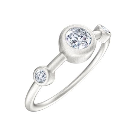 1/5 ct Moissanite Three-Stone Bevel Ring