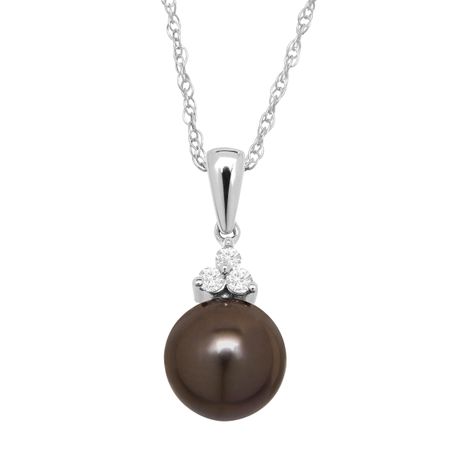 9 mm Tahitian Pearl & 1/10 ct Diamond Pendant