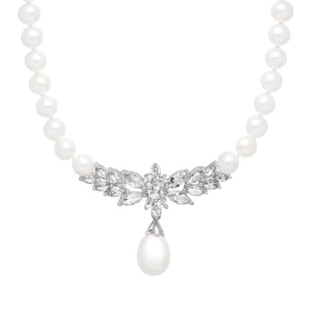 3 1/3 ct White Sapphire & Pearl Necklace
