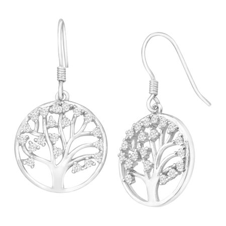 Tree of Love Drop Earrings with Cubic Zirconia
