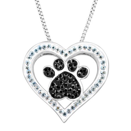 Paw & Heart Pendant with Swarovski Crystals