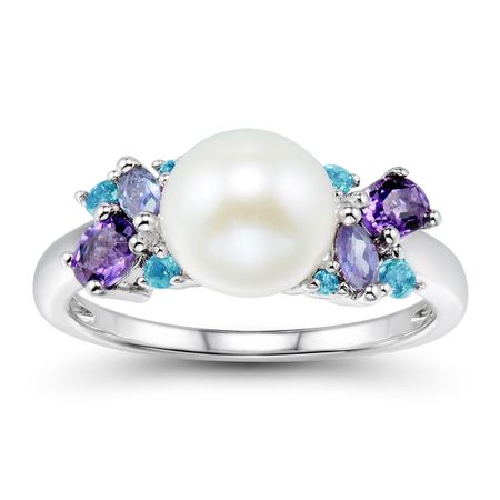 Pearl & Multi Semi-Precious Stone Ring