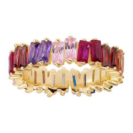 Rainbow Eternity Baguette Ring, Yellow