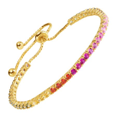 Rainbow Cubic Zirconia Bolo Bracelet, Yellow