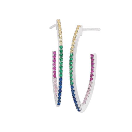 Rainbow Cubic Zirconia Hoop Earrings
