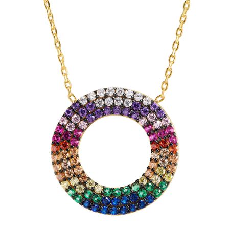 Open Circle Rainbow Cubic Zirconia Pendant