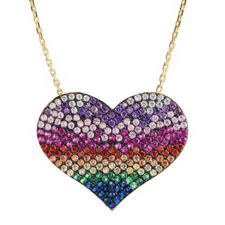 Rainbow Cubic Zirconia Heart Pendant