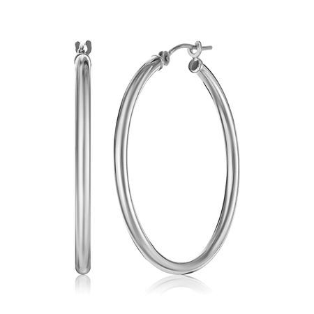30 mm Polished Hoop Earrings, White