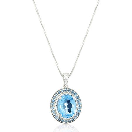 Swiss & London Blue Topaz Oval Pendant