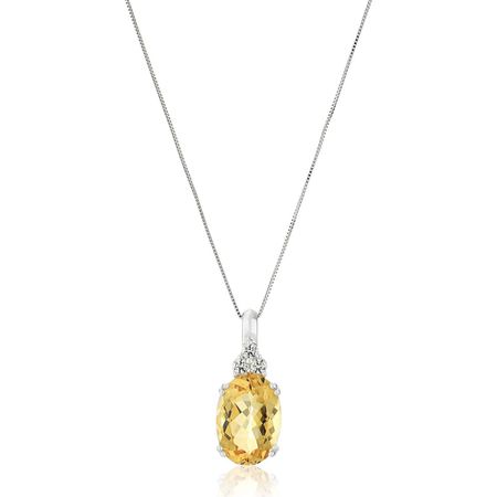 Oval Citrine & White Sapphire Pendant